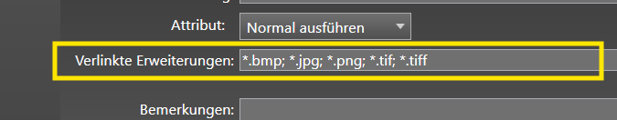 Dialog zum wählen der Verknüpfungsart